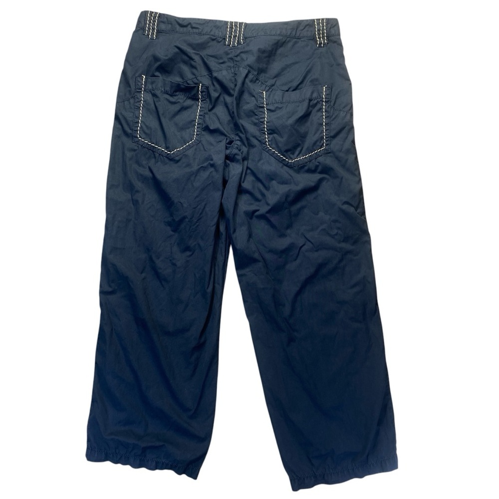 Blue Willi's Life Women's Size 40 Navy Cotton‎ Pants Wide Leg Embroidered Trim